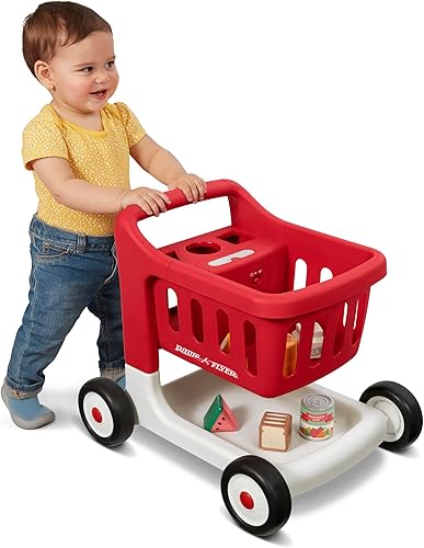 Miniatura 7 de Radio Flyer Escanea y clasifica el carrito de compras con luces y sonidos, andador de bebé con ruedas, carrito de compras rojo para niños a partir