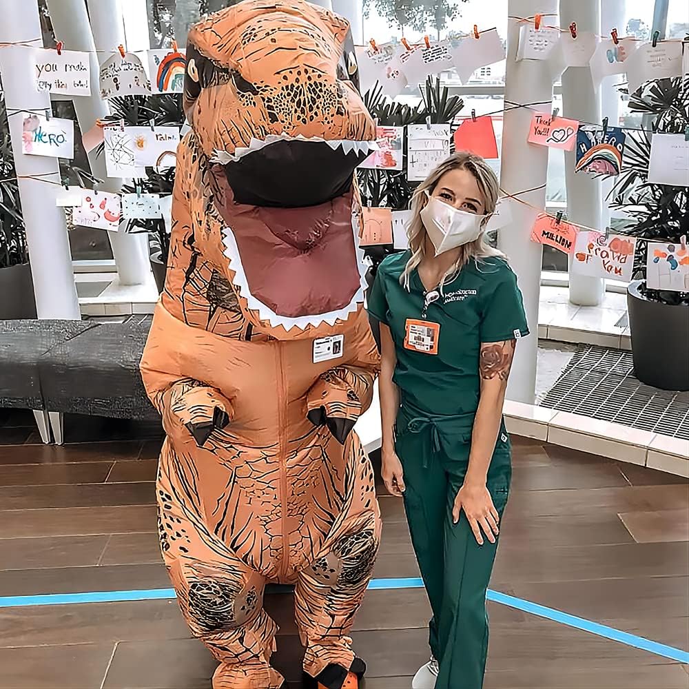 Inflatable T-Rex Dinosaur Costume Air Blow up Dino Costume Funny Halloween Fancy Dress Cosplay Outfit
