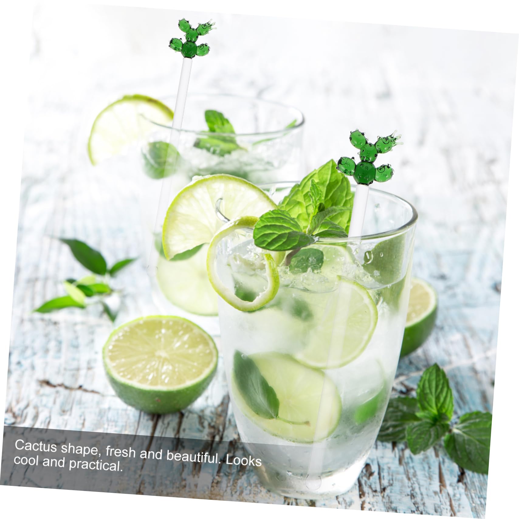 OFFSCH 1Pc Creative Long Handle Cactus Cocktail Drink Mixer Stick Unique Stirring Rod for Juices Cocktails and Bar Use Reusable and Practical for Home Shop and Restaurant