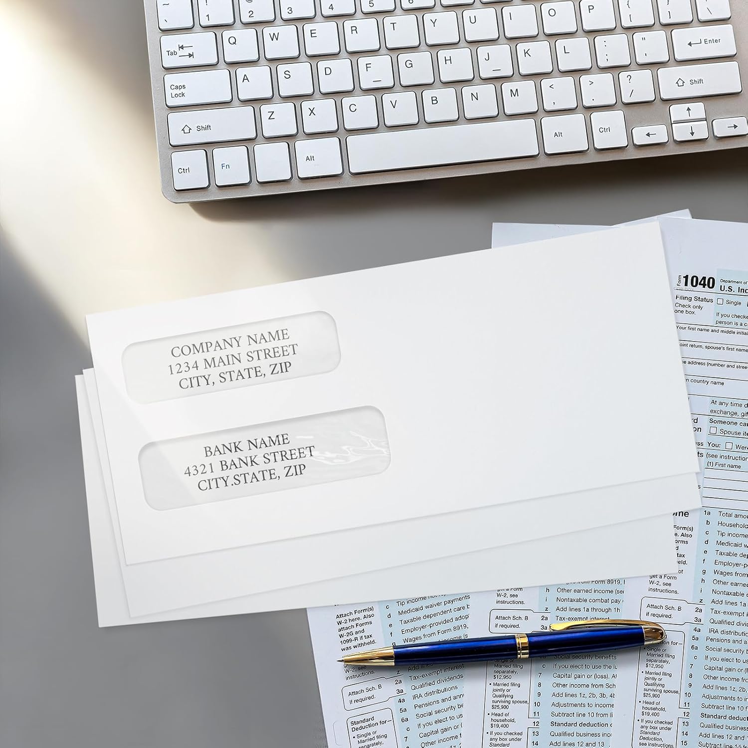 SUNEE Envelopes Self Seal – #10 Double Window Envelopes 500 Pack, Security Tint, Self Seal Closure, Fits Standard Business Checks, 4-1/8 x 9-1/2 Letter Envelope for Invoices & Mailings, 24LB