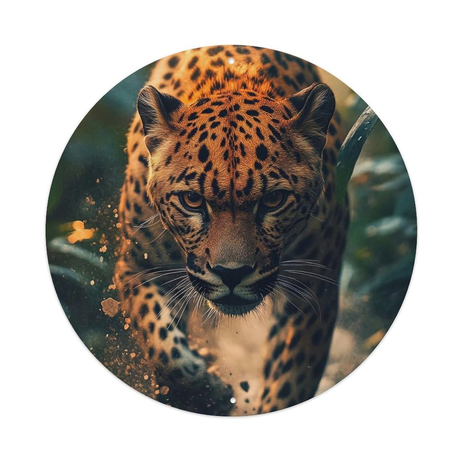Animal Artwork Leopard in The Jungle Metal Tin Sign