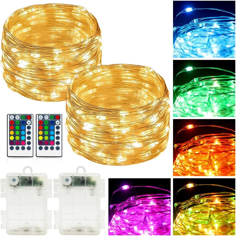Battery Fairy Lights 2Pack,39Ft 120 LEDs Battery Operated Fairy Lights
