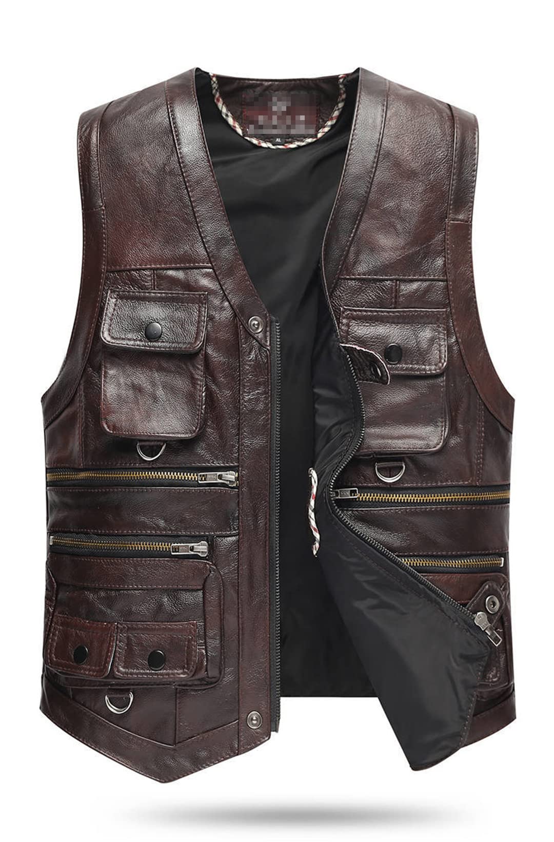 Gilet En Cuir Pour Homme été : Gilet Softshell Pour Homme Imperméable Gilet En Cuir De Vachette Pratique Gilet Traditionnel Classique Gilet Club Couleur Unie Gilet De Sauvetage élégant Avec Poche Et