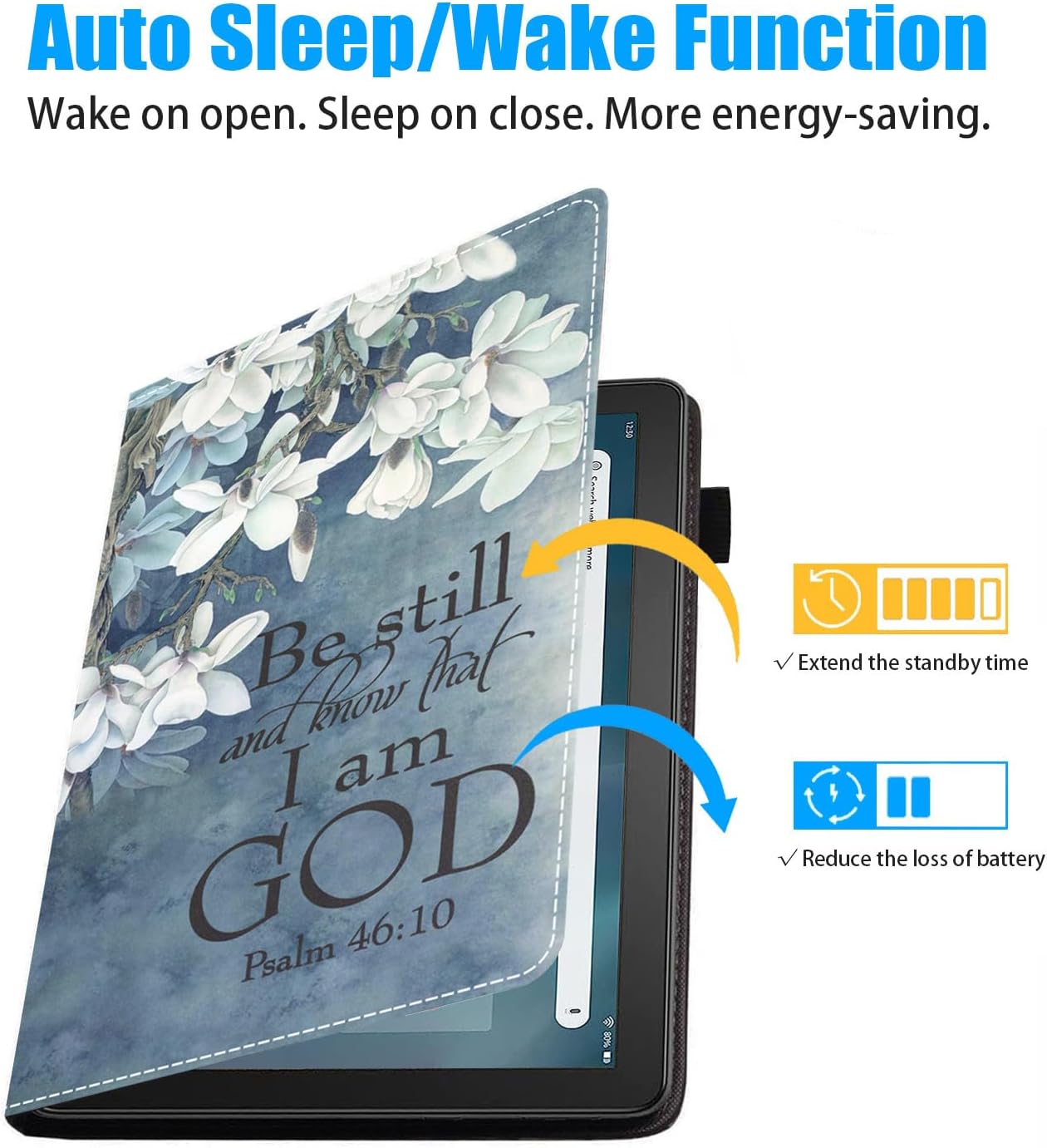 Case for All-New Amazon Fire Max 11 Tablet (13th Generation, 2023 Release) - Slim Lightweight PU Leather Stand Cover with Auto Wake/Sleep, Christian Quotes Bible Verse Psalm 46:10