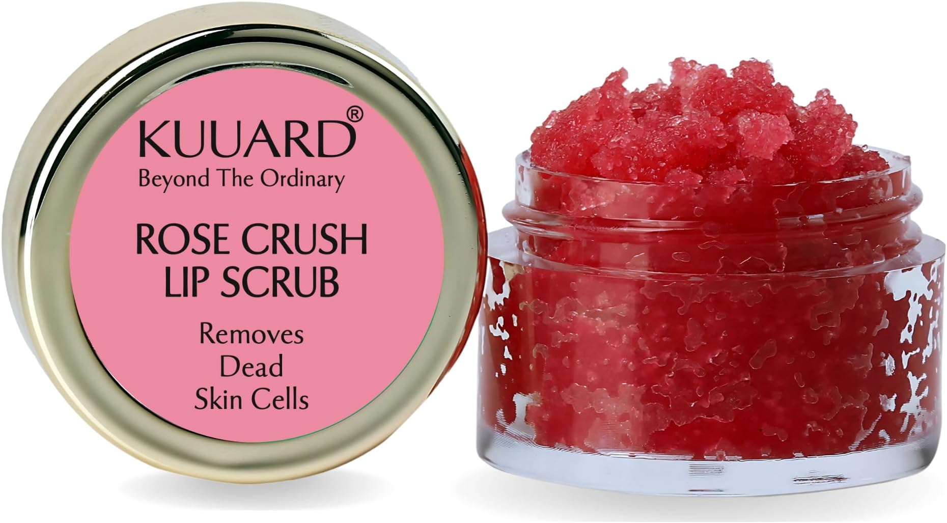 Kuuard Rose Crush Lip Scrub | Fight Dark Lips, Smoker's Lines & Combat Pigmentation | with Crushed Rose Petal & Mango Seed Butter | Stains Removal | Gently Exfoliates & Deeply Hydrating | 15 gm