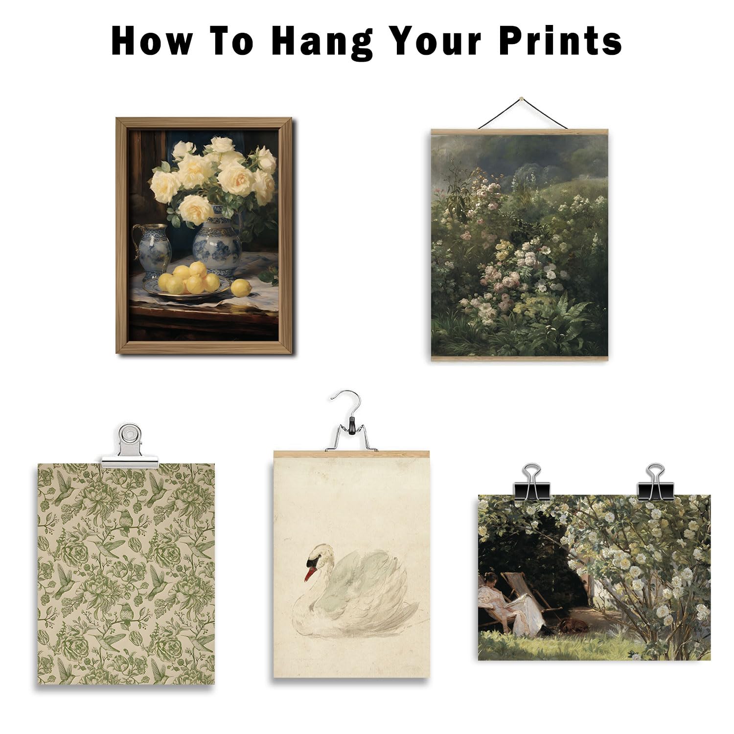 ANERZA Vintage-Wandkunst-Set Botanisch – Cottagecore Poster Gerahmt, Rustikale Galerie Für Wohnzimmer & Schlafzimmer