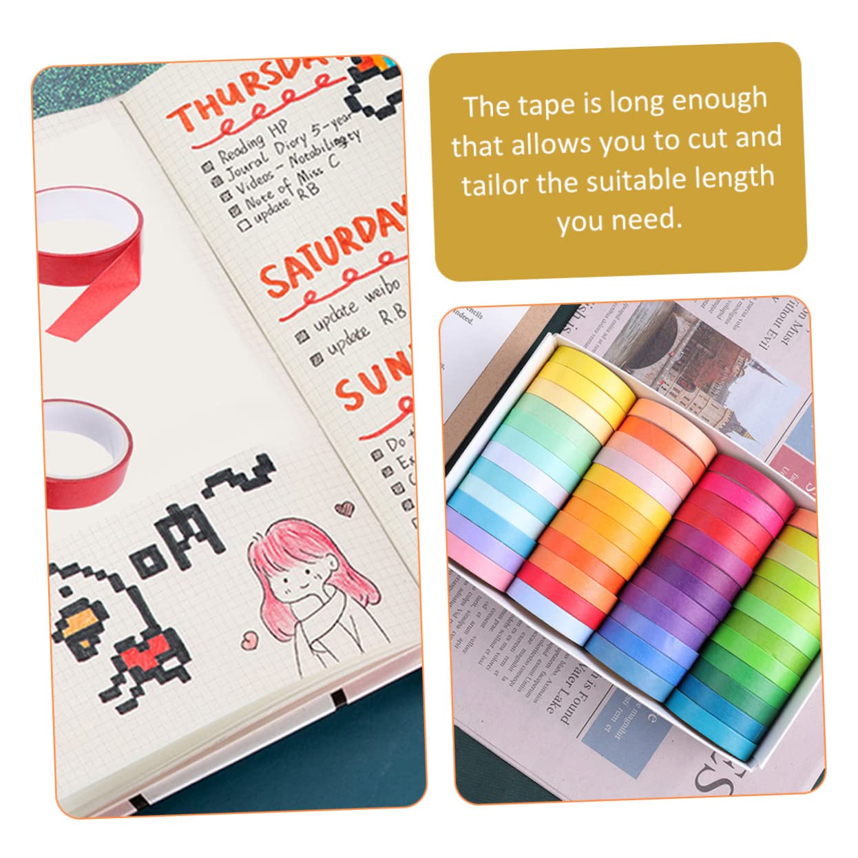 Lurrose 144rotoli Nastro Adesivo Washi Per Scrapbooking Di Adesivi Decorativi Per Fai Da Te e Progetti Creativi Per Adulti