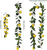 Vista 4 de 2 guirnaldas de limón artificiales, enredaderas de 39 pulgadas con limones de primavera y verano, guirnalda de frutas para puerta delantera