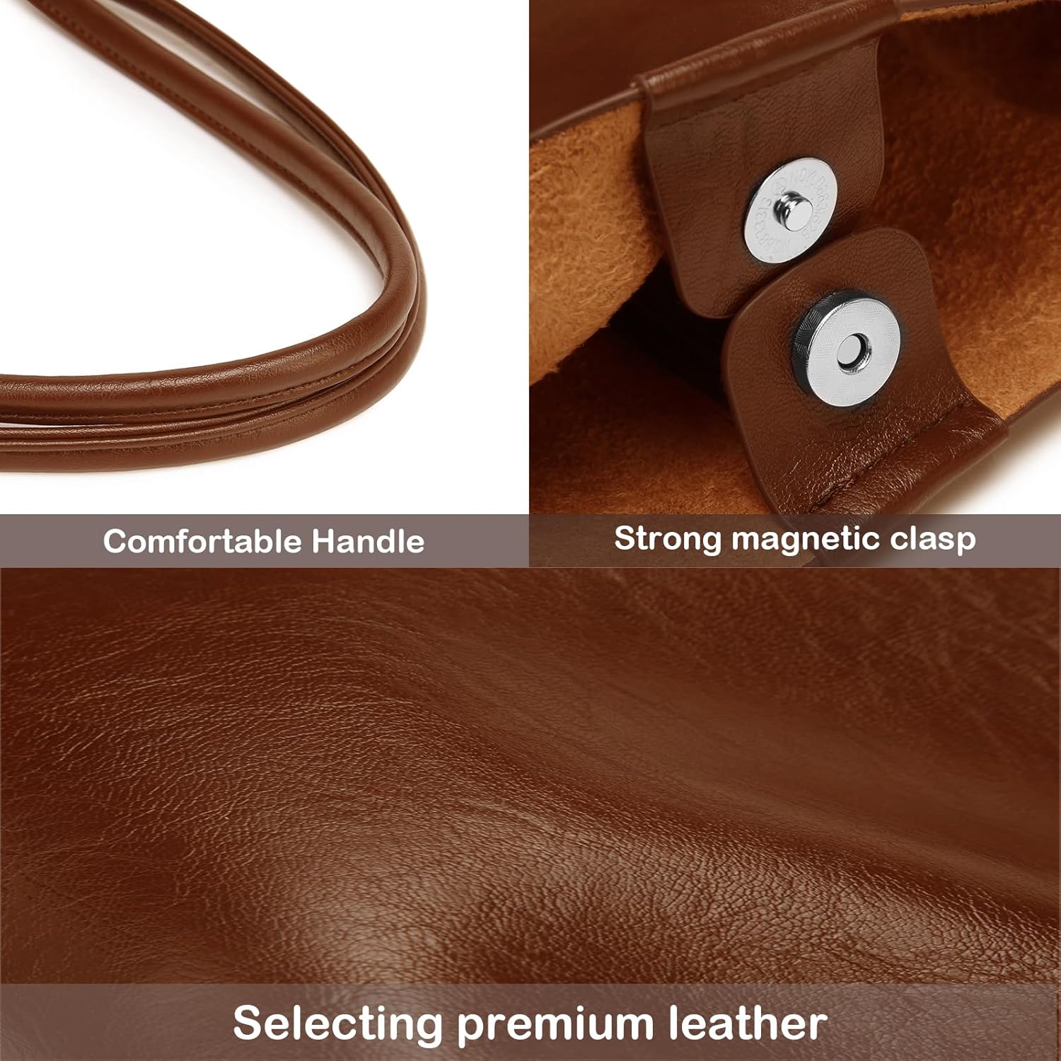 Tote Bag For Women Large Capacity Soft Leather Purse With Interior Pouch Multi-Use For Daily Commute Work Travel