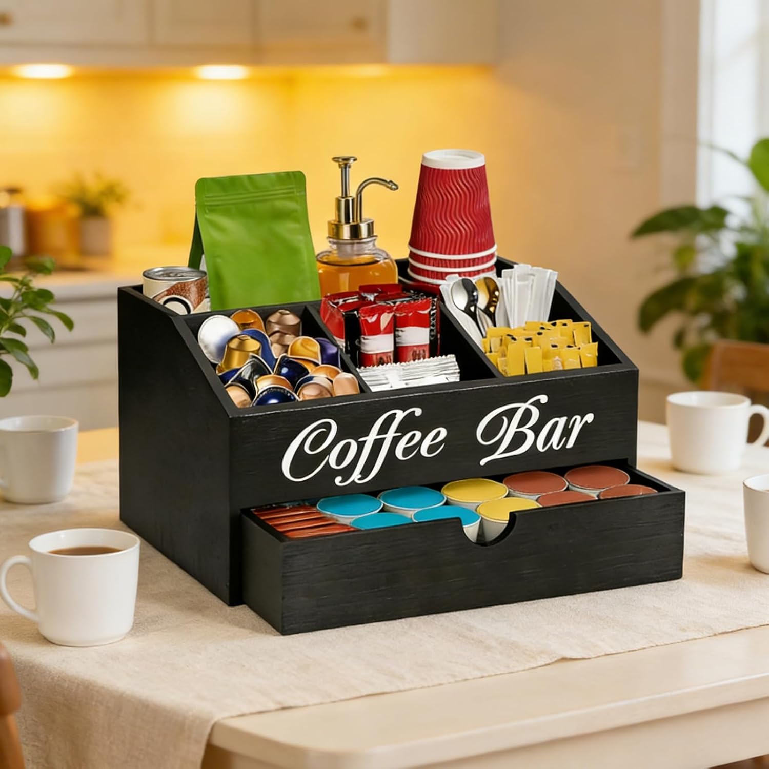 Multifunctional Coffee Storage Box Large Capacity for Kitchen or Use Coffee Club Accessories