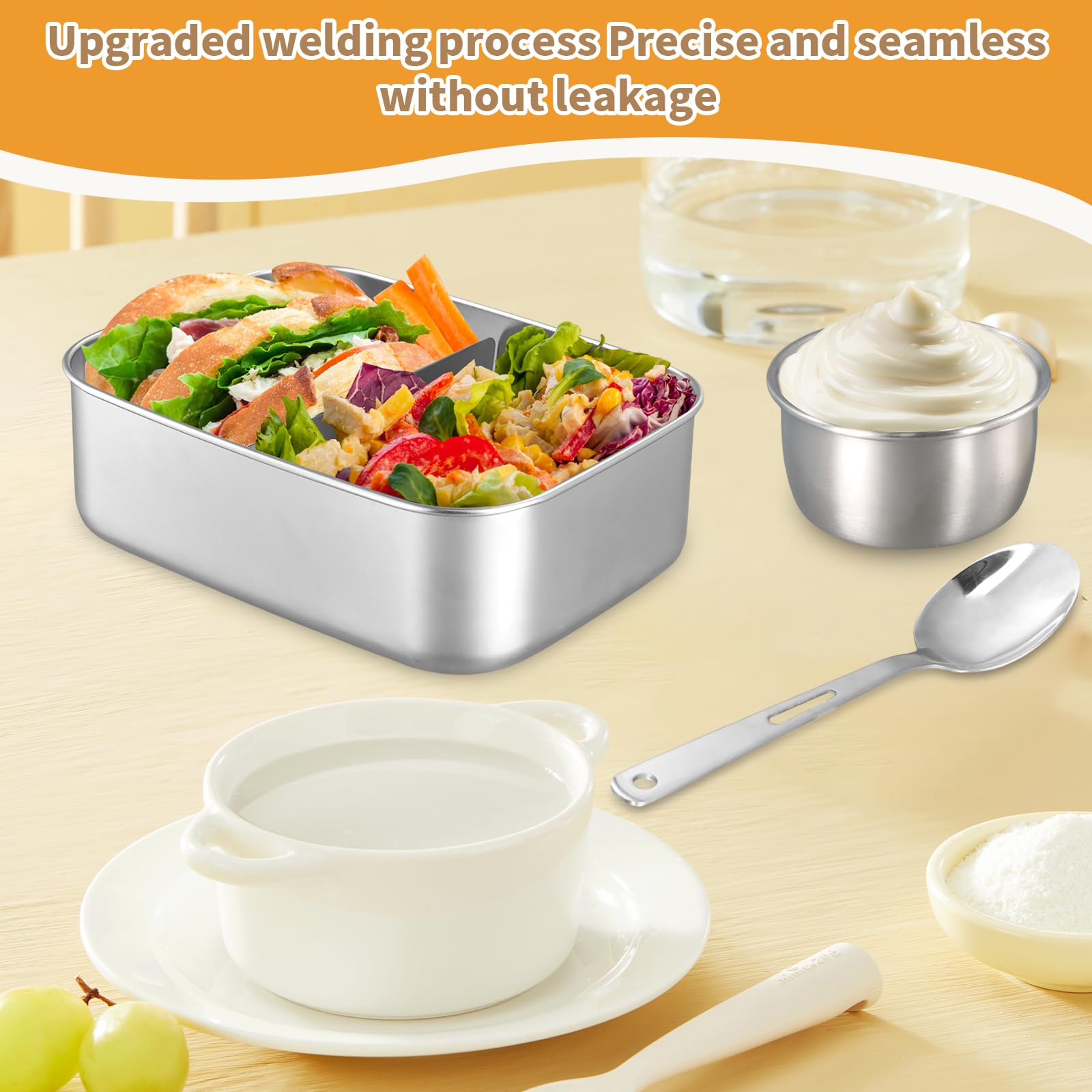 Lunch box inox avec compartiments 1300mllunch box metal set étanche