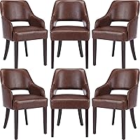 Vista 11 de Juego de 2 sillas de comedor modernas, tapizadas, de lino, con respaldo abierto medio y patas de madera, sillón para el hogar, cocina y restaurante