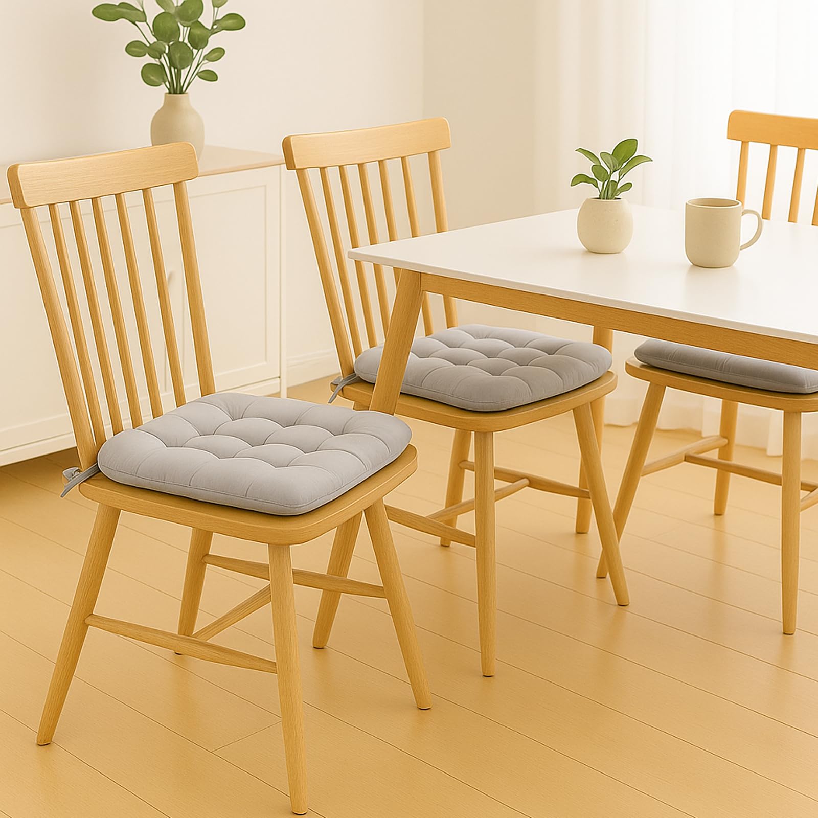 Cushion Chair Pad Cushions, Tie-on Dining Chair Pads, 38x38x5 cm Hypoallergenic Soft Polyester Tie-on Chair Pads, Wide - Image 2