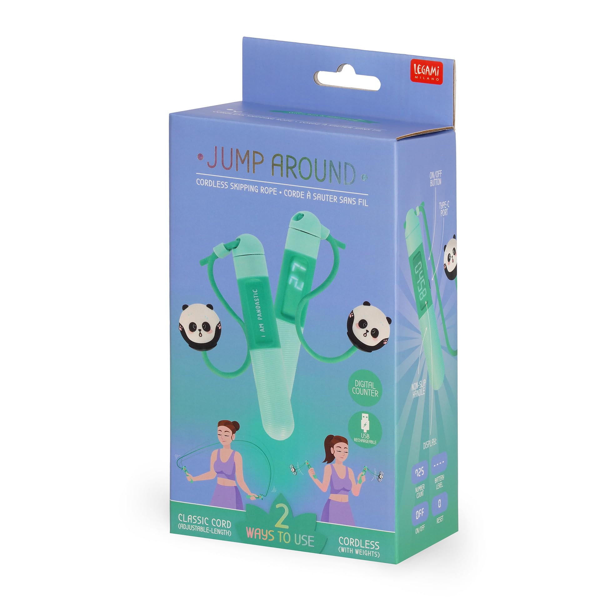 Corda Per Saltare Senza Fili 2 In 1 Con Contatore LCD E Palla Da 6,5 Cm - Impugnature In Schiuma, Per Adulti E Bambini - copertina