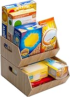 Vista 1 de Mobilevision Contenedores de almacenamiento de bambú versátiles XL para despensa y armario de cocina, multiusos, juego de 2 piezas apilables cubos