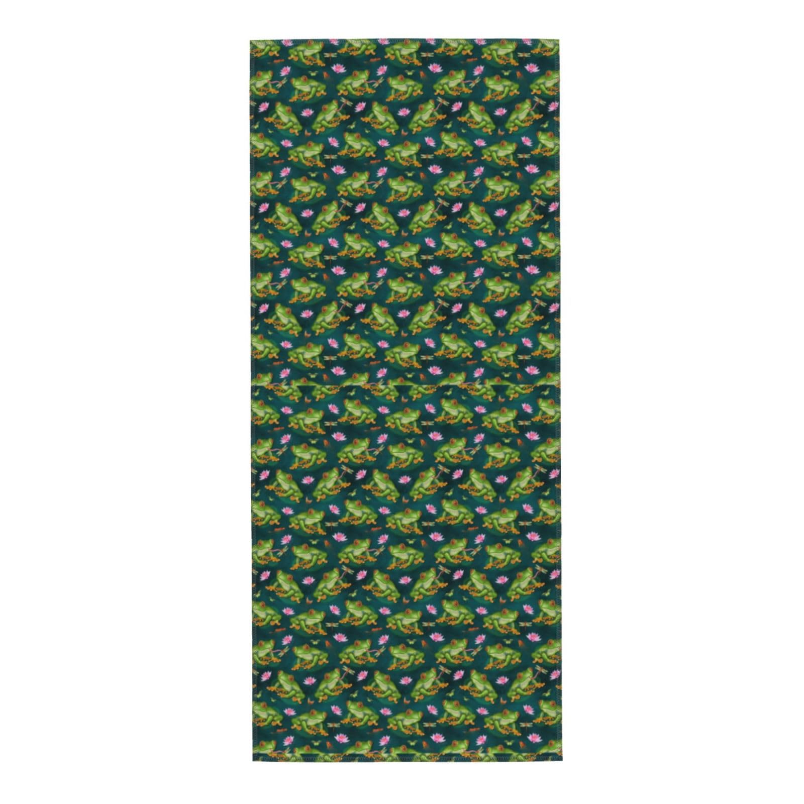 LSRCPD Towel 30 x 70 cm,Hand Towel, Soft Bath hand towels for Kitchen Hotel Gym Laundry RoomFrog Tropical Lily Dragonfly Fish