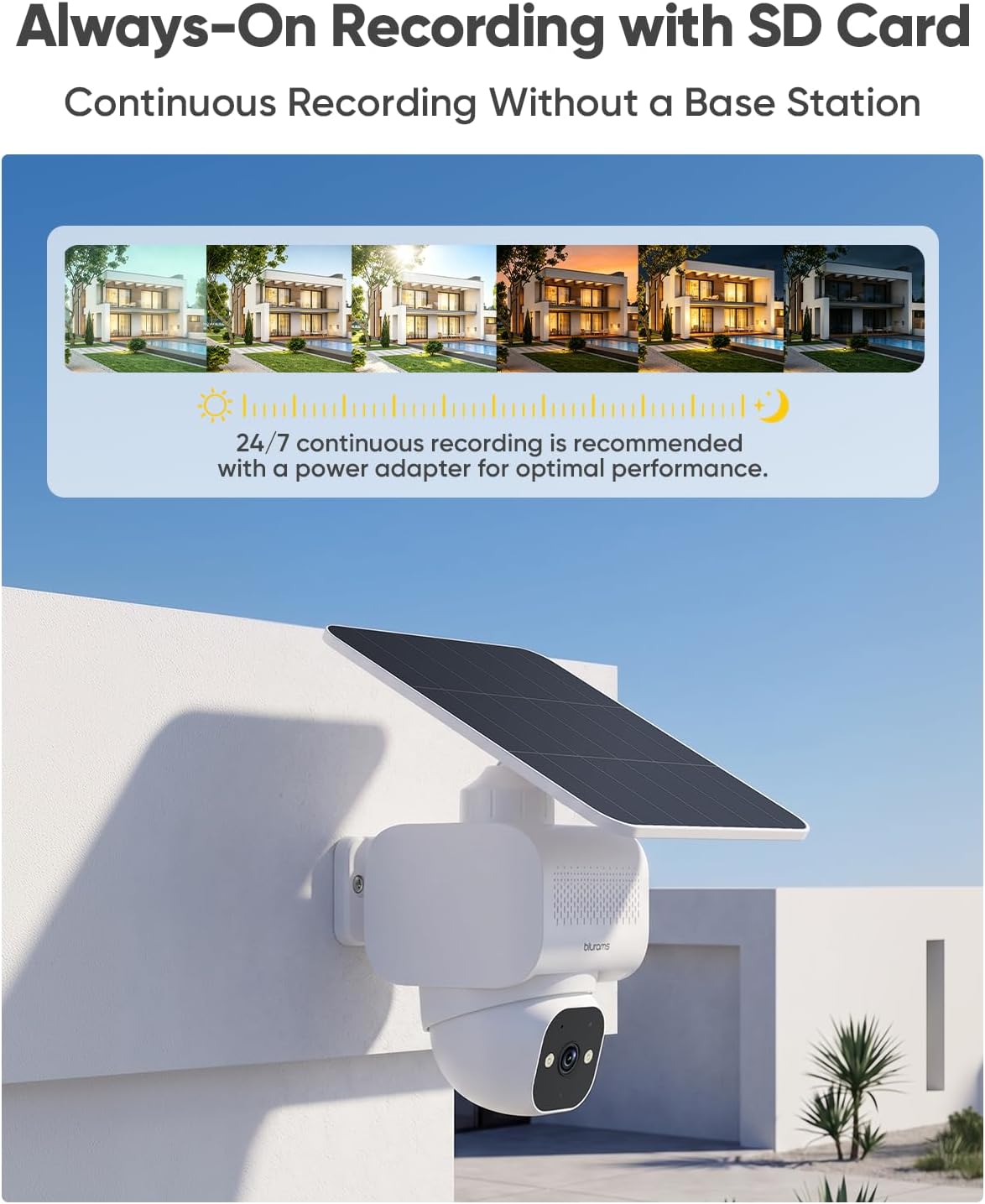 blurams 4K Ultra HD Security Cameras Wireless Outdoor, Outdoor Camera w/5W Solar Powered, AOV 24/7 Recording with SD, AI Motion Tracking, 2.4/5GHz WiFi 6, Color Night Vision