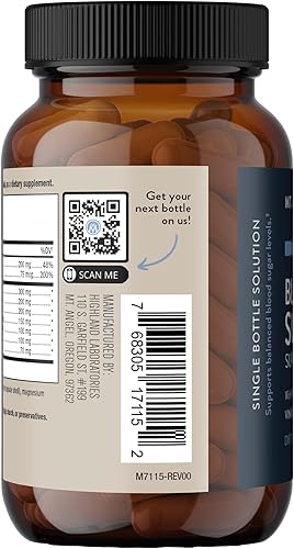 Miniatura 3 de Mt. Angel Vitamins Suplemento de apoyo para el azúcar en la sangre, suplemento natural con cáscara de Pysllium, berberina con canela de Ceilán y