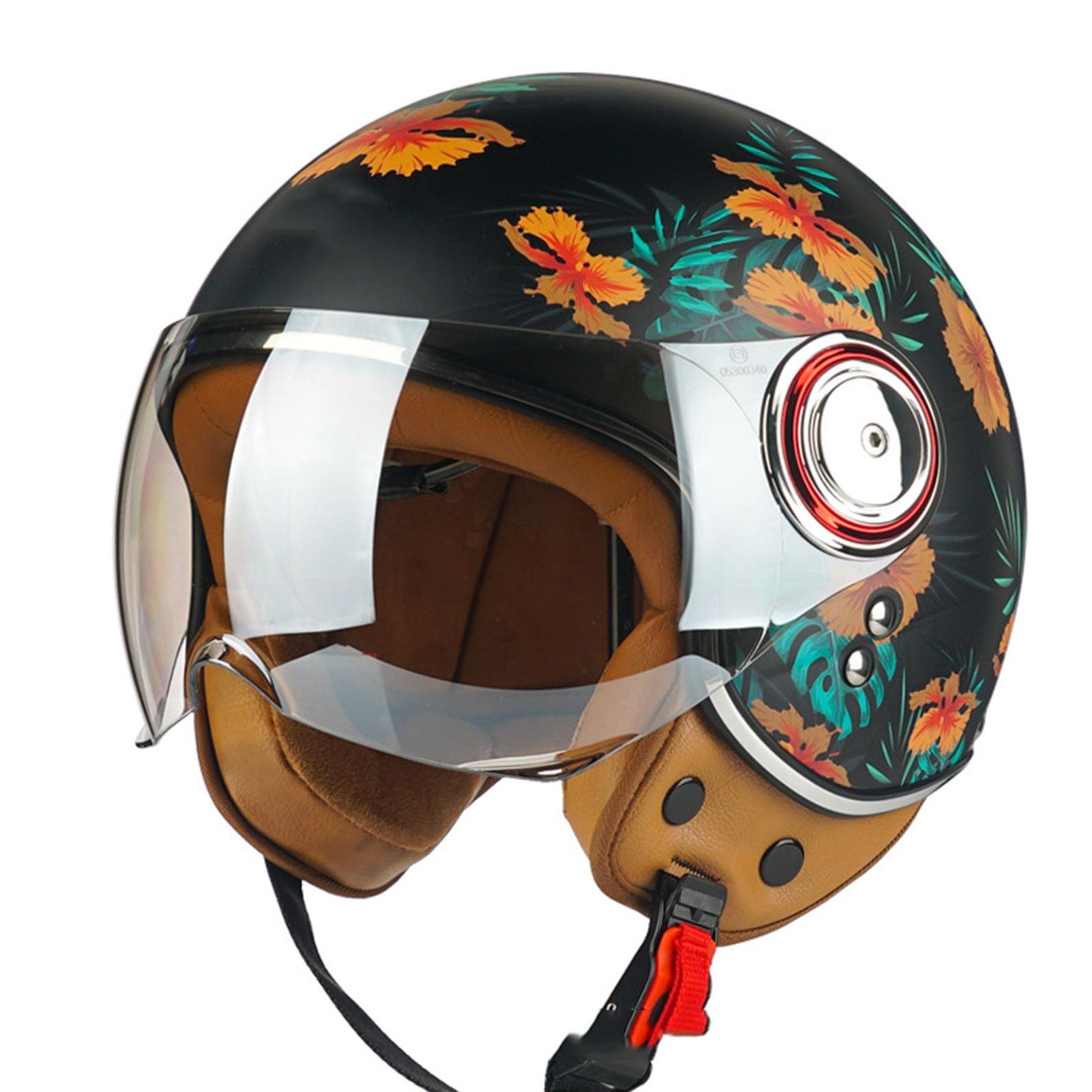 Kask niskoprofilowy z otwartą twarzą, kask motocyklowy z osłoną przeciwsłoneczną, kaski motocyklowe z otwartą twarzą dla dorosłych motocyklistów(10,M=57~58cm)