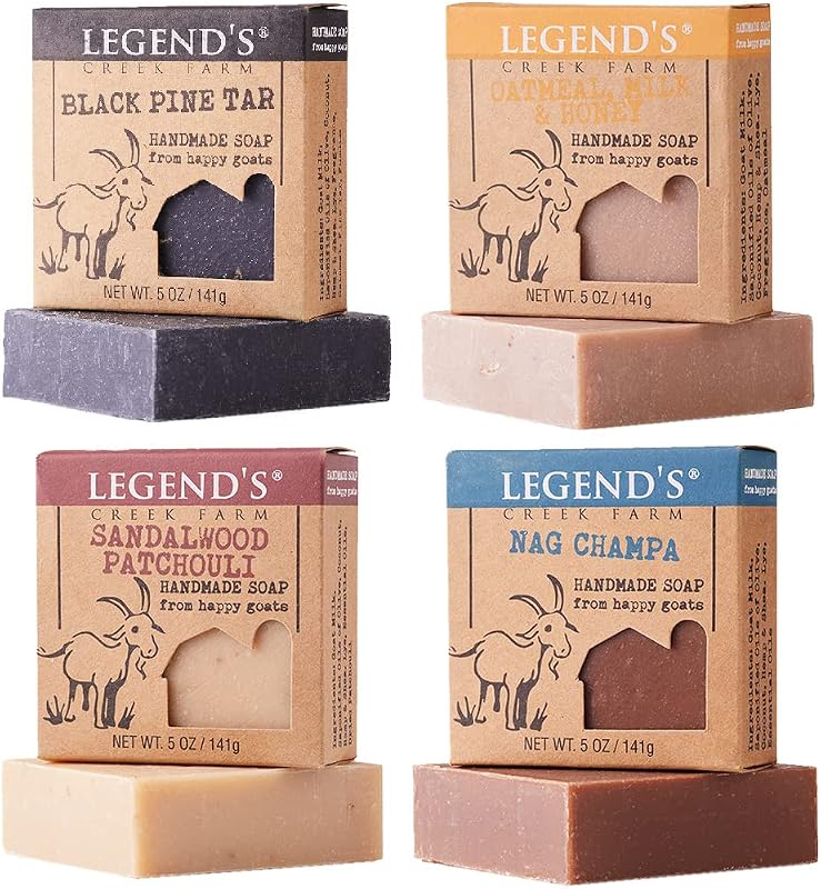 Sabonete em barra de leite de cabra Legend's Creek Farm, 142 g, pacote com 4