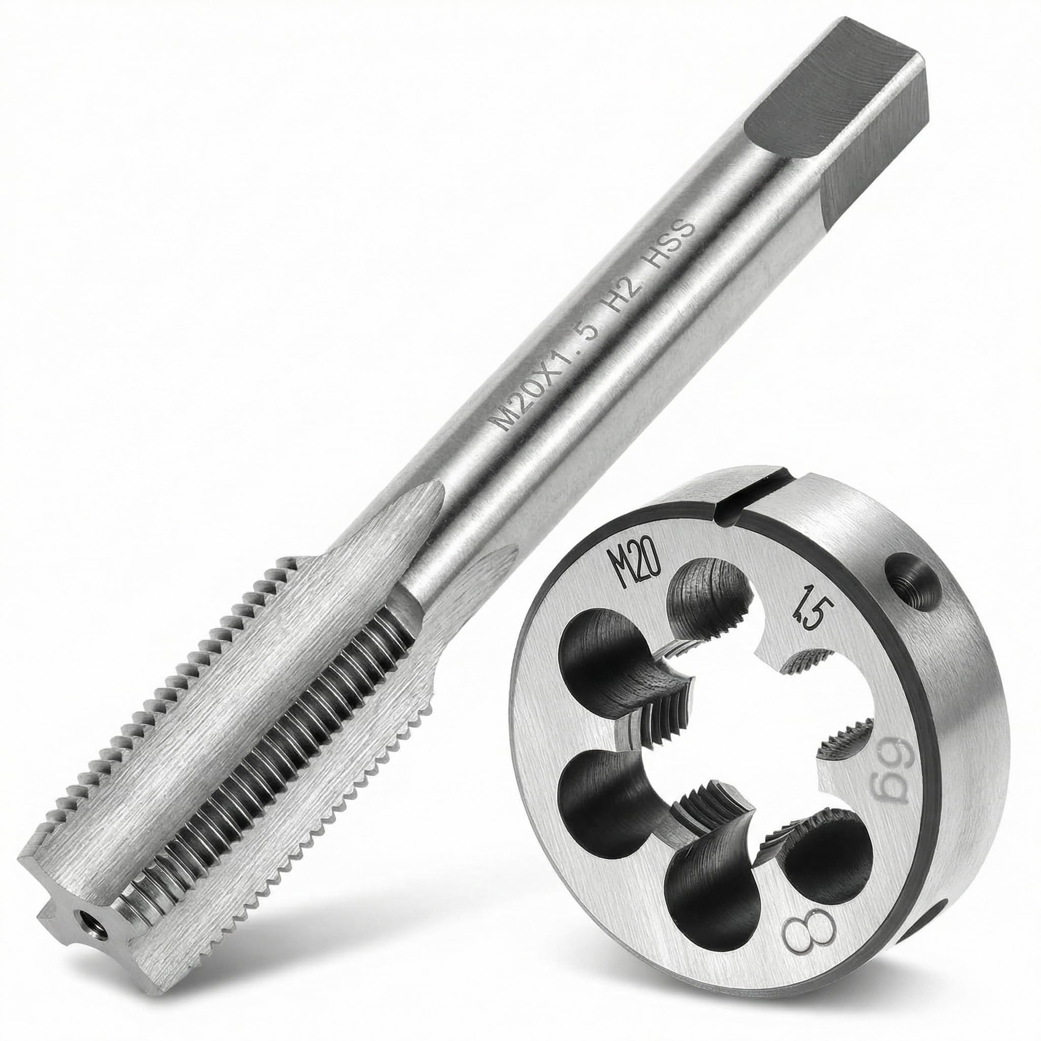 Qwork Qwork® M20 X 1.5Mm Metric Thread Tap, Hss Tap And Round Die Set