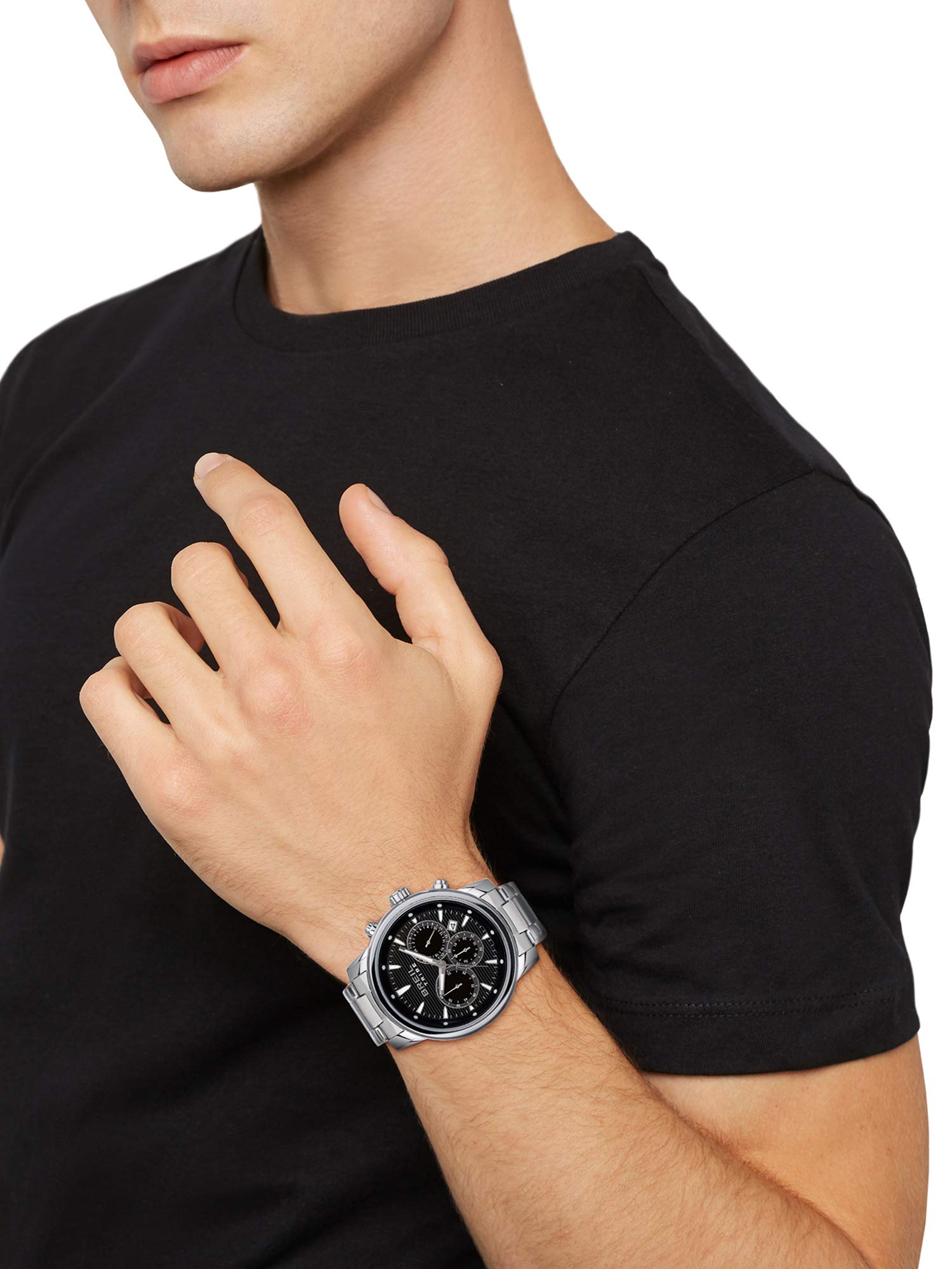 Breil, Collezione Tribe, Orologio Uomo in Acciaio Lucido, Movimento al Quarzo Solo Tempo, con Quadrante Monocolore, Chiusura Déployante con Pulsanti, Cassa 29.5 mm, Silver-Nero