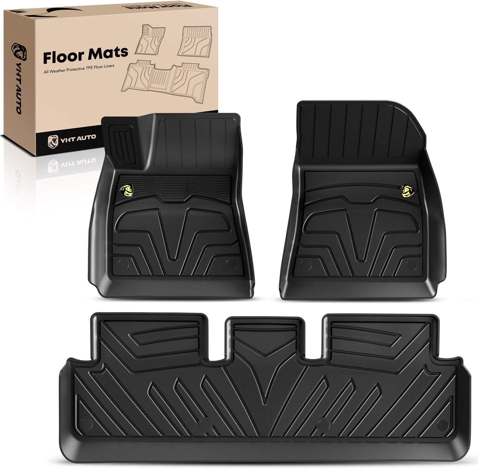 OEDRO All-Weather Floor Mats For Tesla Model 3 (2020-2025) – 6-Piece Set, Trunk Liners Included