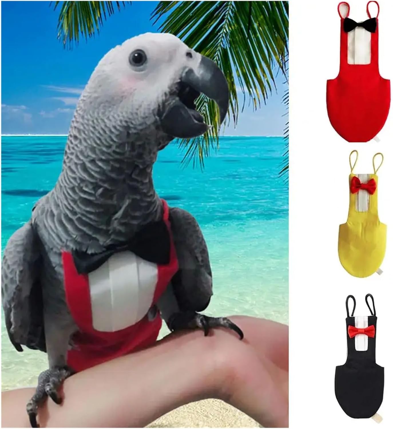 Bird Diaper, Adjustable Parrot Flight Suit Western Style Cosplay Bird Nappy Comfortable Soft Diapers with Bow Tie Photo Props(Red,X-Large)