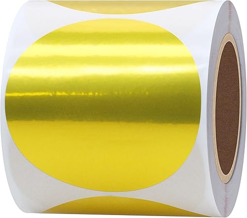 Hybsk Etiquetas térmicas directas redondas doradas de 2 pulgadas para envío, códigos de barras, dirección, compatibles con impresoras de etiquetas