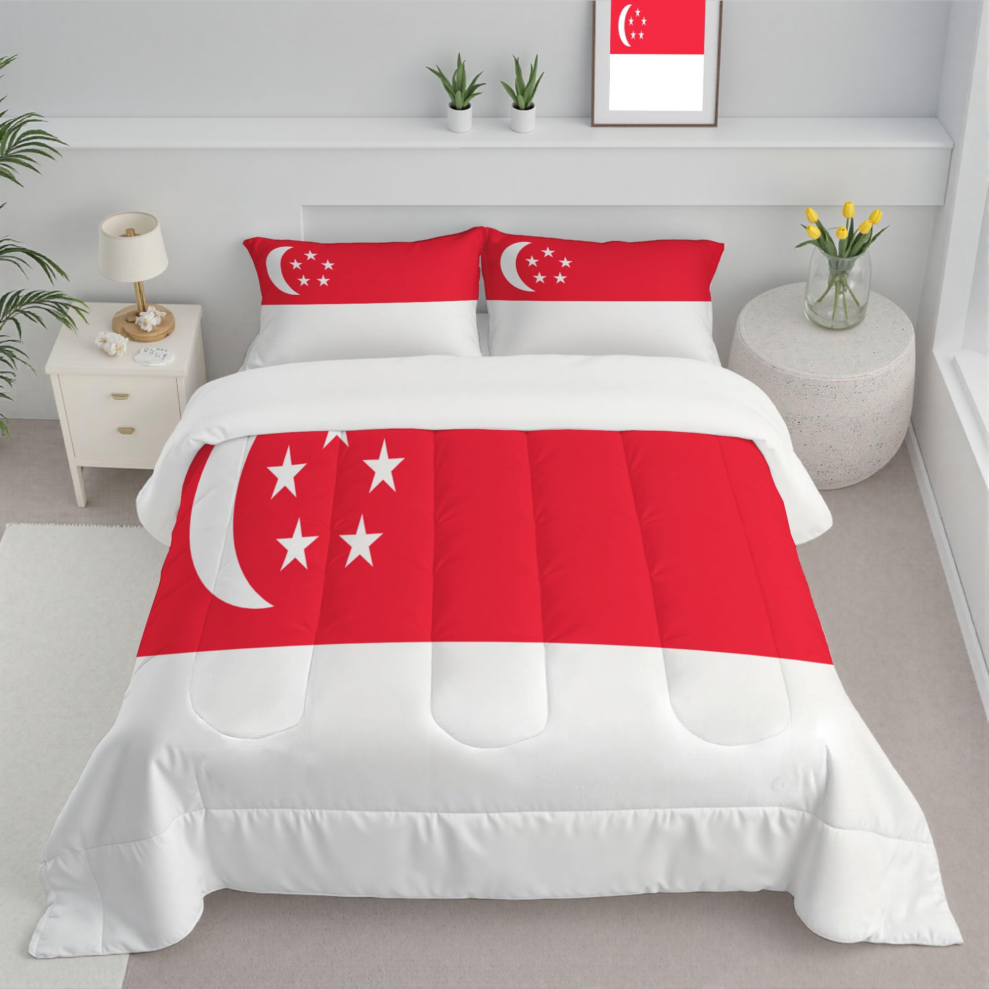 Édredon chaud imprimé 240x220 rouge blanc pour lit 2 personnes
