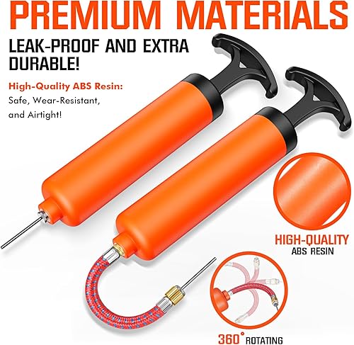 Miniatura 5 de Bomba de bola, bomba de bola para pelotas deportivas, bomba de pelota de fútbol, bomba de mano con 3 agujas, boquilla, manguera de extensión,