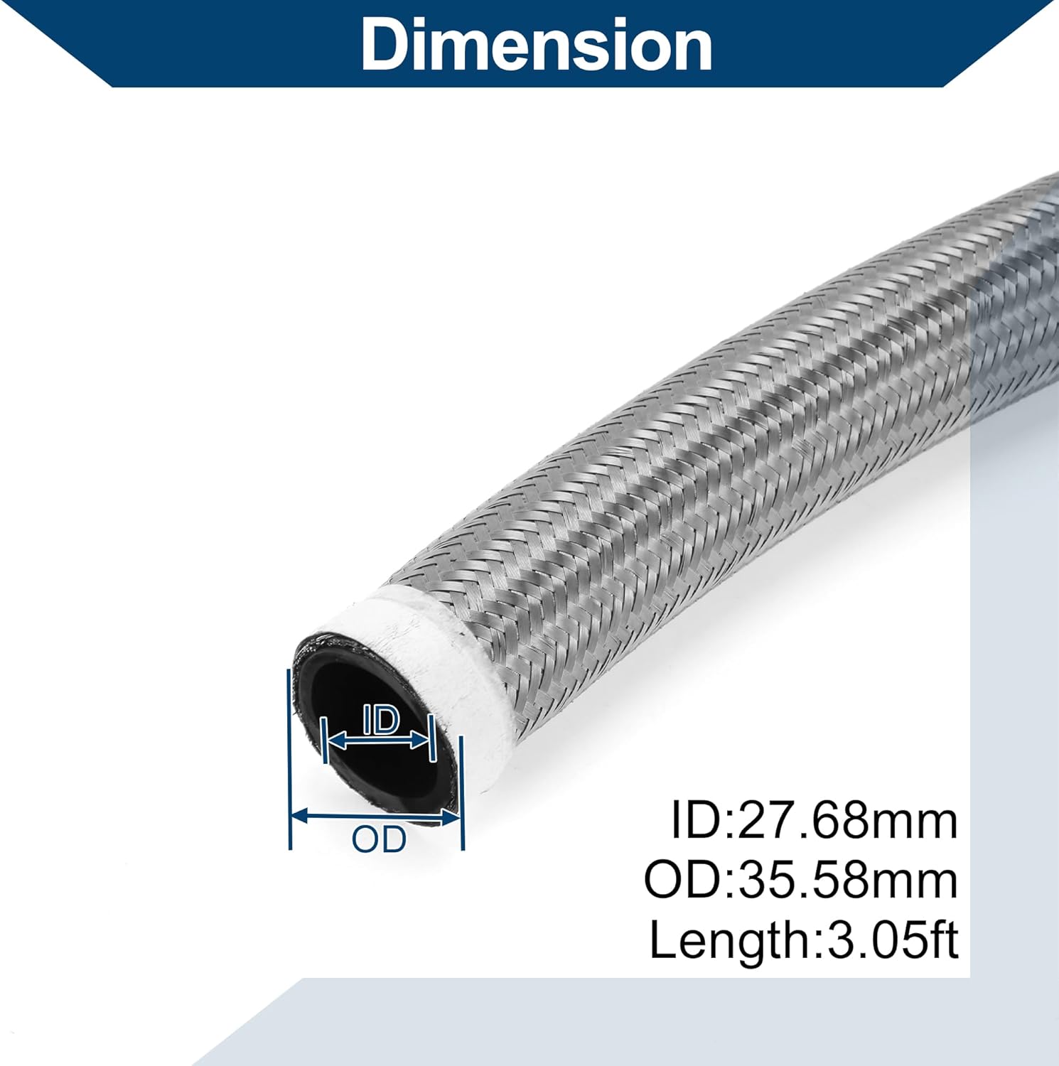 AN-20 Fuel Line Kit 3.05ft Vacuum Hose Automotive Fuel Hose with Clamps 1 Set