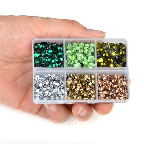 Miniatura 3 de LPBeads 6400 unidades de diamantes termoadhesivos de 12 colores con parte trasera plana, 5 tamaños mixtos, gemas de cristal redondas con pinzas y