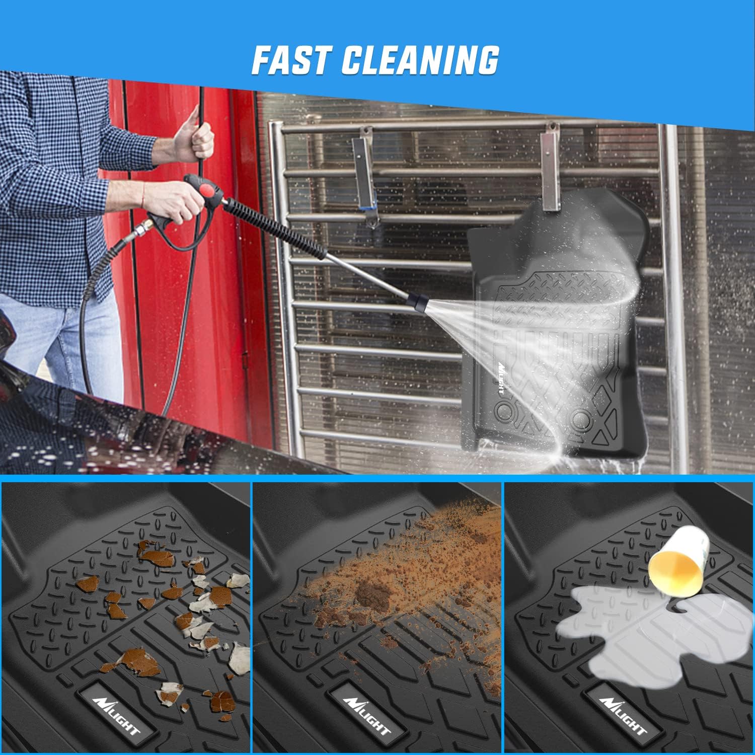 Nilight TPE Floor Mats for Ford Ranger SuperCrew Cab 2019 2020 2021 2022 2023 2024, All Weather Custom Fit Heavy Duty Floor Liners - Image 6