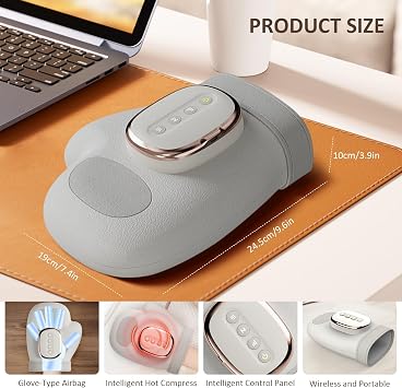 Hand Massager Machine with Heat and Compression, 5 Levels Adjustable | Electric Hand Massager, Wireless Hand Massagers, Heated Wrist Finger Massage, Gifts for Women Men Mom Dad