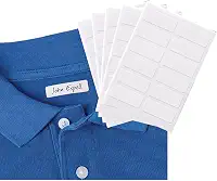 Etiquetas de tecido sem ferro – 50 etiquetas em branco seguras para lavadoras e secadoras, 1,27 cm x 3,5 cm – à prova d'água e durável para roupas, roupas de cama e muito mais