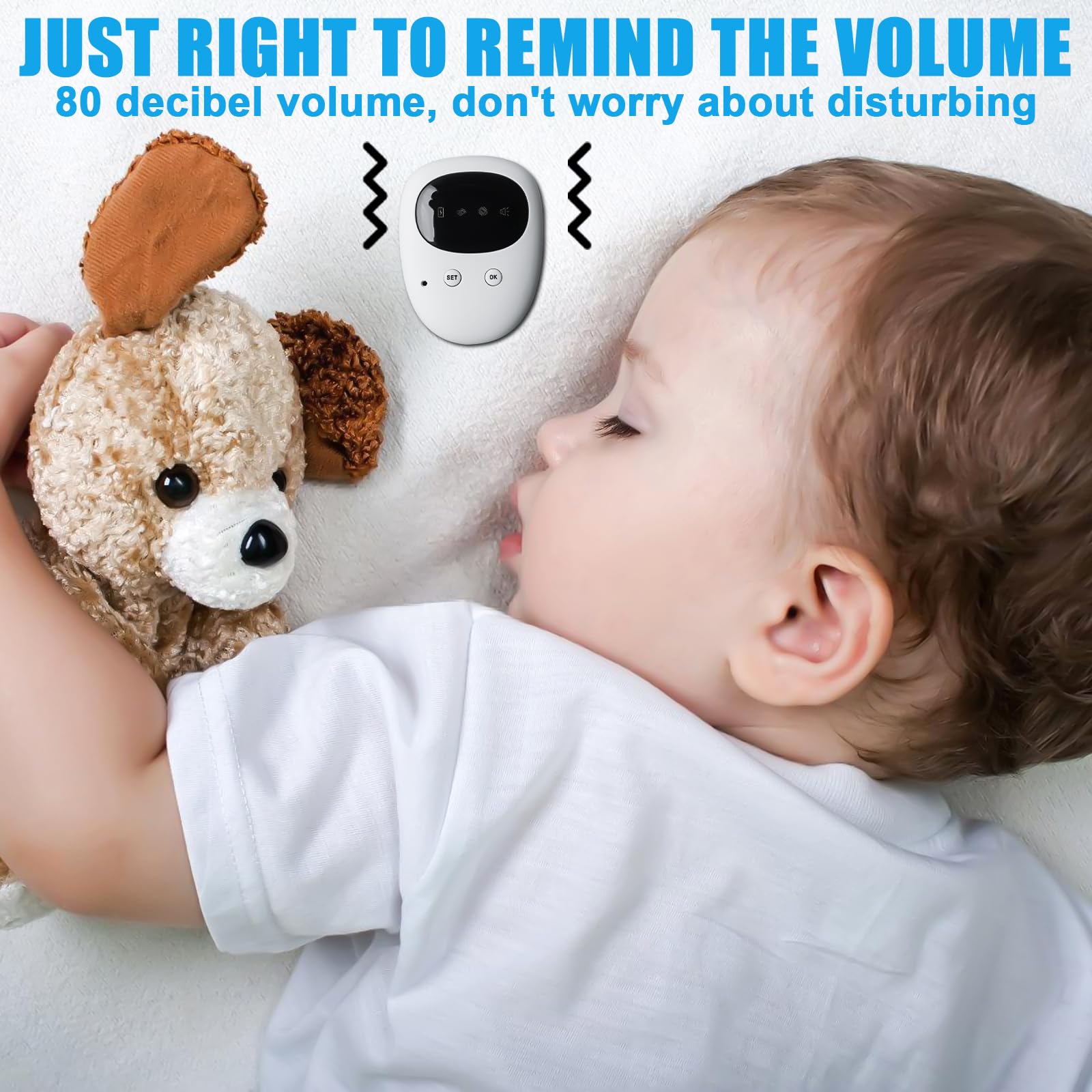 Allarme senza fili per bagnarsi sul letto, allarme wireless con ricevitore e trasmettitore a clip, allarme wireless per bagnarsi sul letto, ricarica USB per bambini vasino per la cura degli anziani