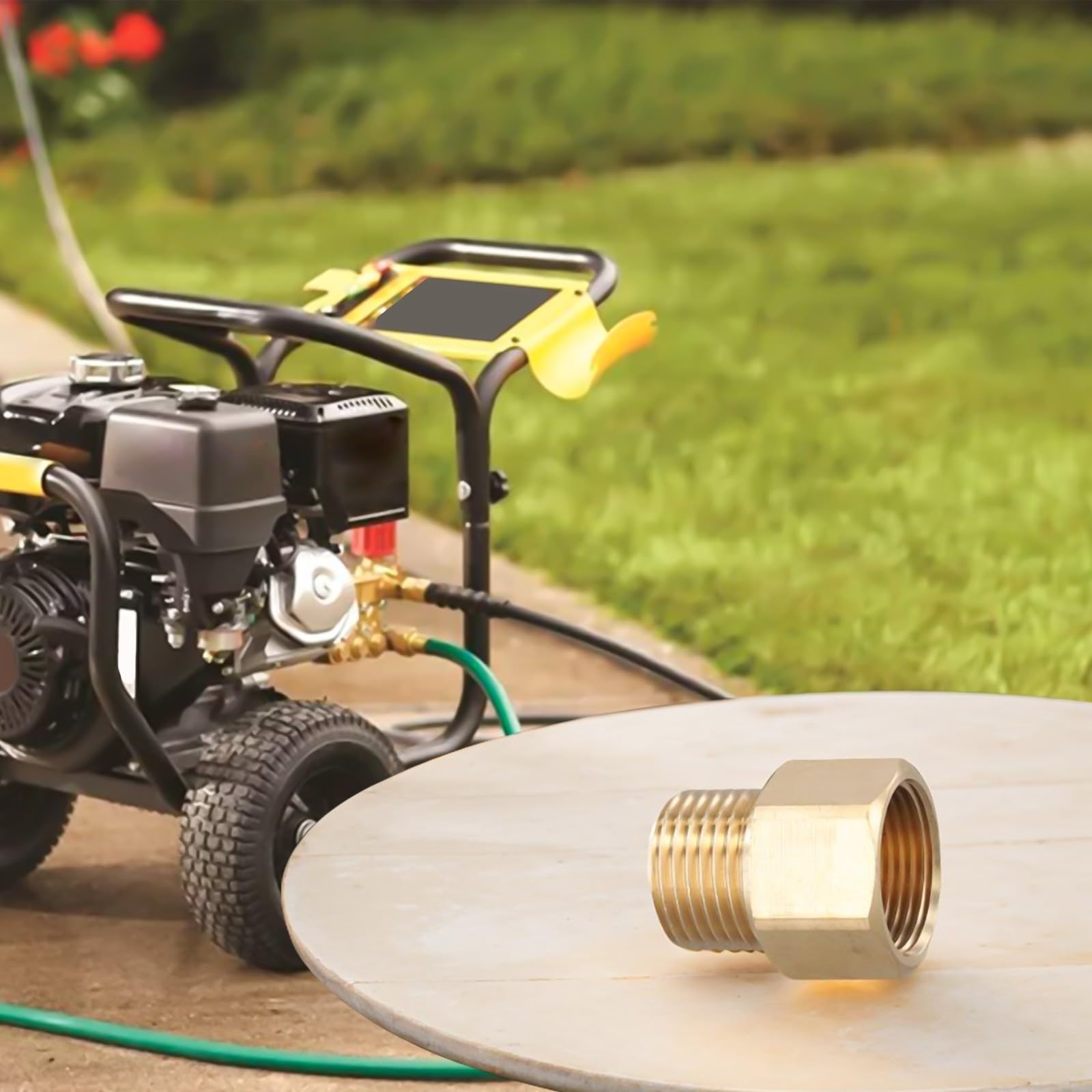 1 adattatore M22 da 14 mm femmina a G1/2 maschio, in ottone, connettore per idropulitrice elettrica per lancia per tubo flessibile, 4500 PSI da giardino e patio