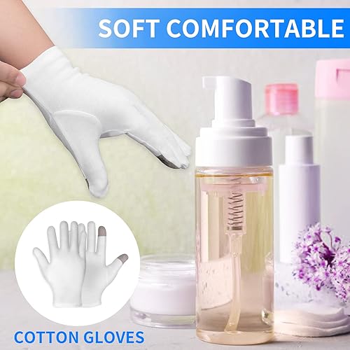 Miniatura 6 de Sibba 2 pares de guantes hidratantes y calcetines para pantalla táctil, guantes hidratantes para dormir durante la noche, curar eccema, loción para