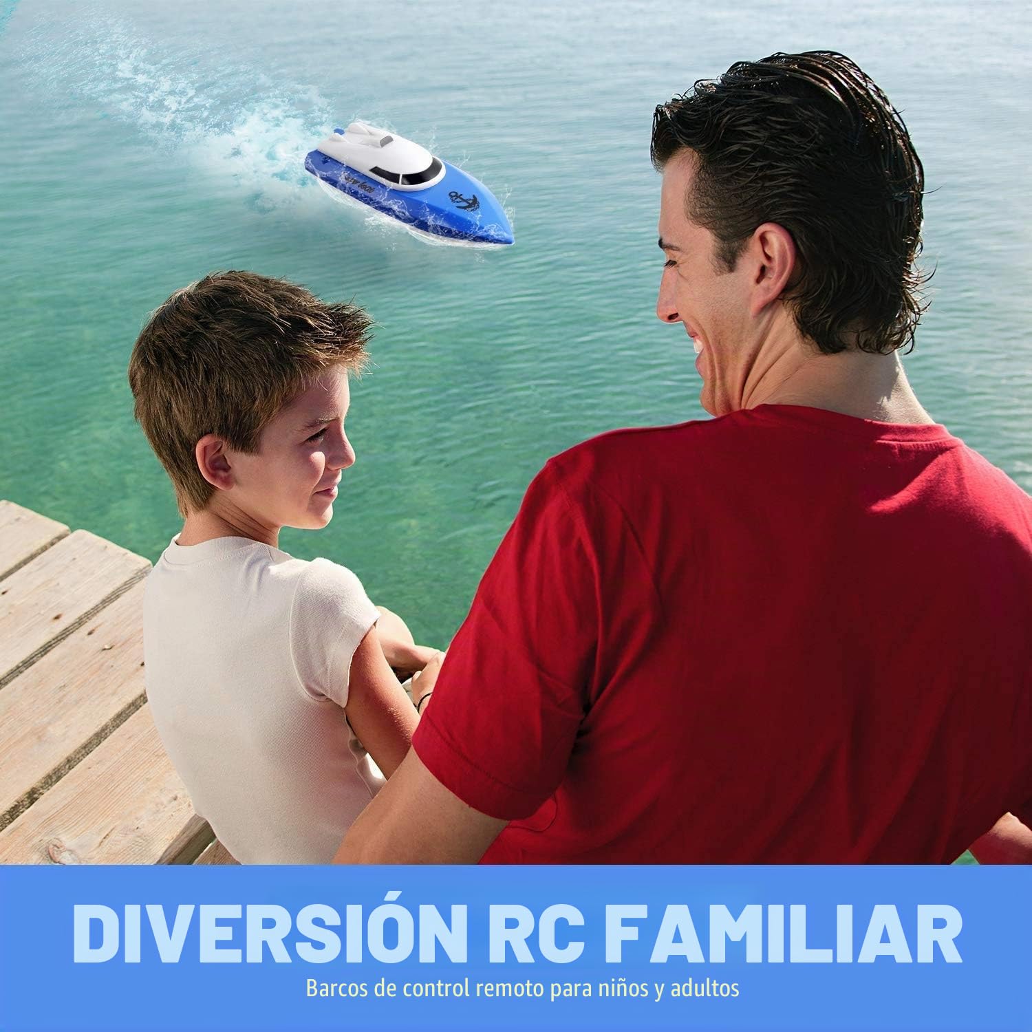 Barco Teledirigido para Niños,Más de 100 Minutos de Tiempo de Juego, 2,4 GHz de Alta Velocidad para Lago,Piscina o Estanque con Batería de 1800 mAh,Juguete Acuático de Regalo para Niños y Niñas(Azul)