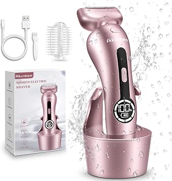 Electric Shaver for Women for Legs Bikini Trimmer Electric Razors for Women Underarm Public Hairs Rechargeable Womens Shaver Wet Dry Use Painless Cordless with Detachable Head Pink