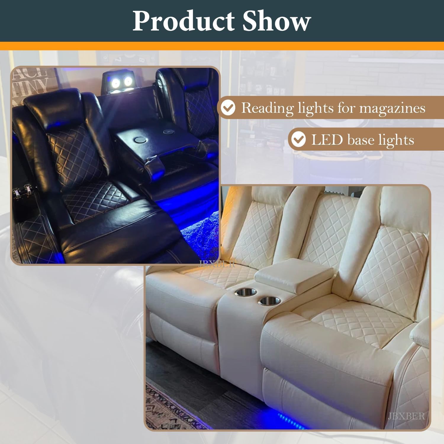 Power Recliner Sectional Sofa Set, Black Leather Sectional Couch for Living Room, L Shape Reclining Sofa with Cup Holder, Hidden Storage, Coffee Table for House(6 Seat)