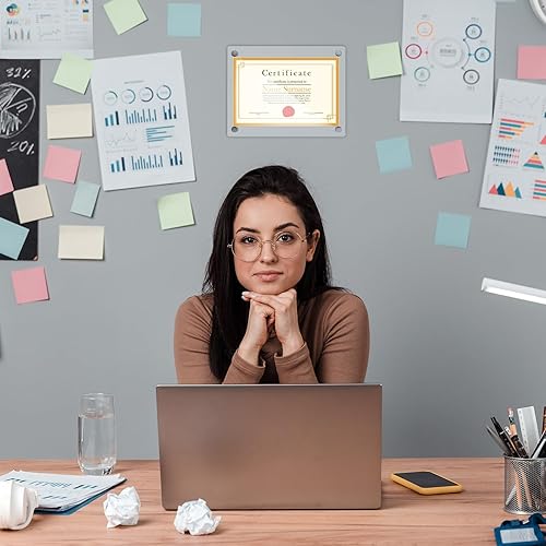 Miniatura 6 de Wesiti Paquete de 12 marcos de fotos acrílicos de 5 x 7 pulgadas, marco de fotos acrílico flotante transparente sin marco con soporte de metal para