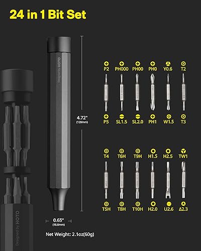 Miniatura 6 de HOTO Linterna Lite, paquete con zoom con juegos de destornilladores de precisión HOTO 24 en 1, destornillador manual