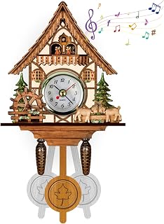 QmjdDymx ‌ Reloj 9x5x2in Reloj de Pared de pájaros Antiguos con Timbre Decorativo de péndulo para Estudio de Sala de Estar niños ‌, Pared