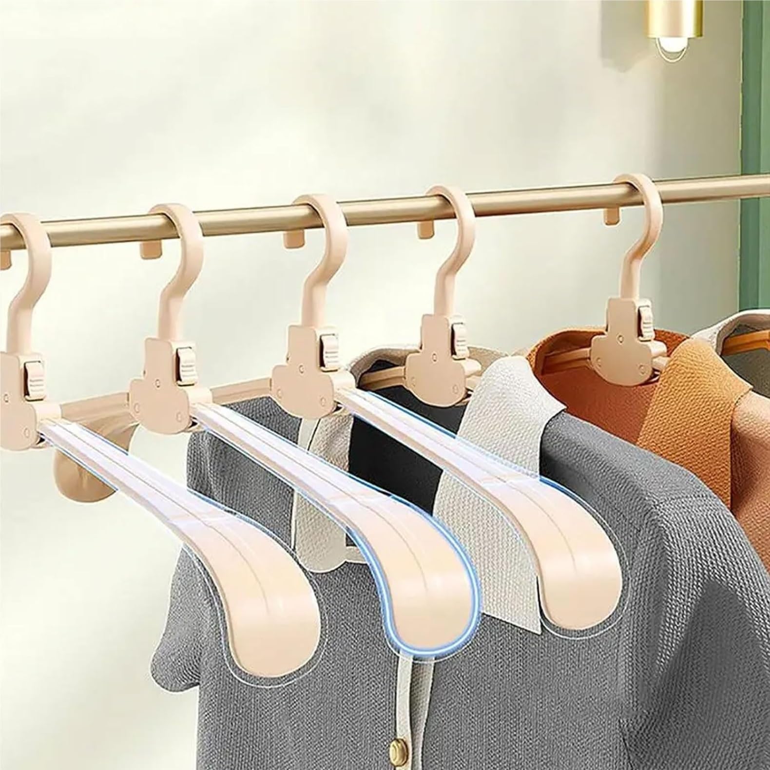 Gruccia Grucce per Tailleur Grucce 20 Grucce Pieghevoli Portatili da Viaggio per Appendiabiti, Organizer Antiscivolo Multifunzionale Salvaspazio Appendini Gruccia per Abiti(White)