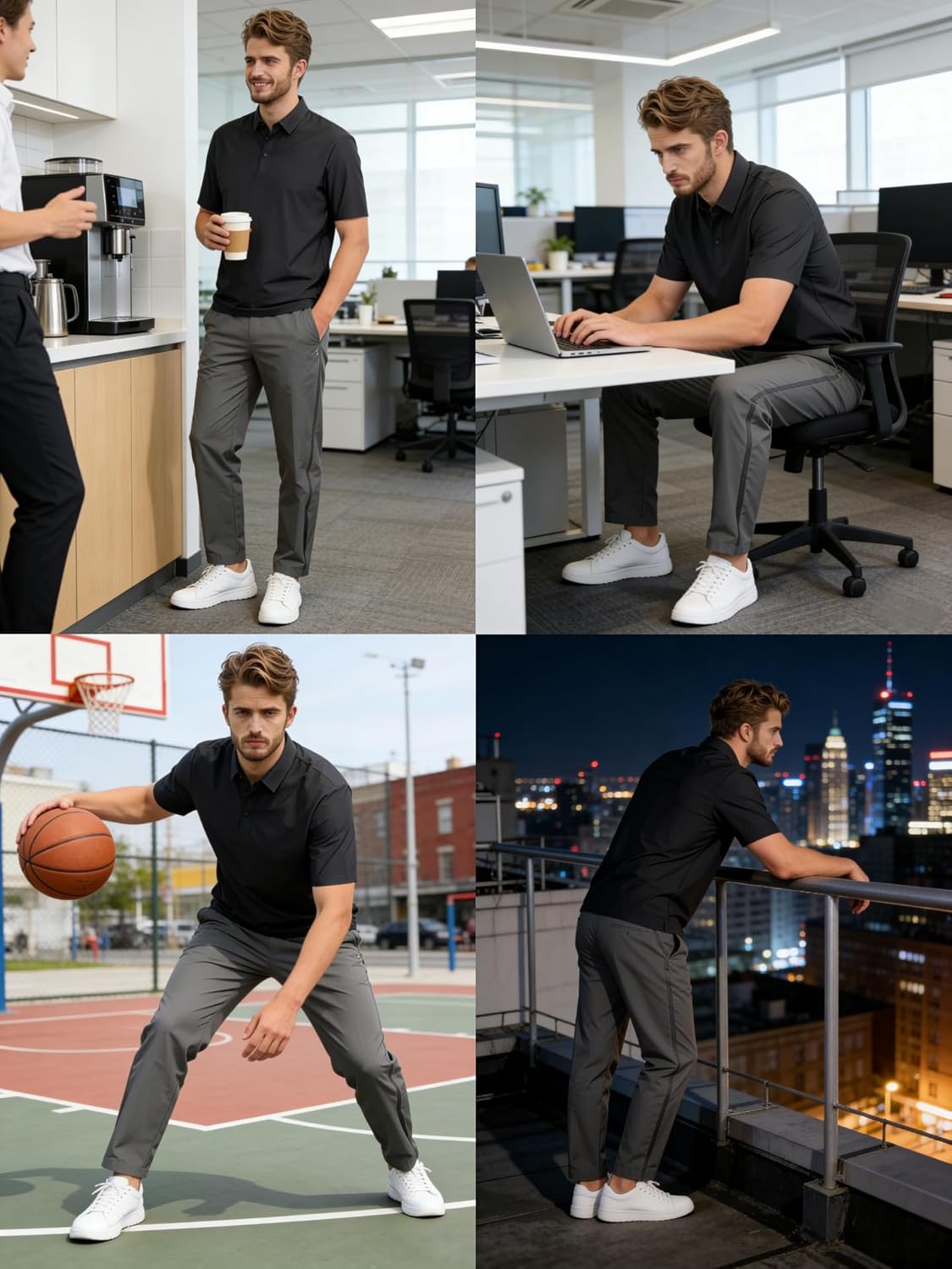 Men's Seamless Polo Shirt Slim Fit Collared Short Sleeve Cool Skin-Friendly Quick-Drying for Casual Work - Image 2