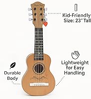 Vista 4 de Guitarra acústica de 23 pulgadas, guitarra de juguete de 6 cuerdas para niños, cuerdas de acero realistas, primer instrumento musical para Natural