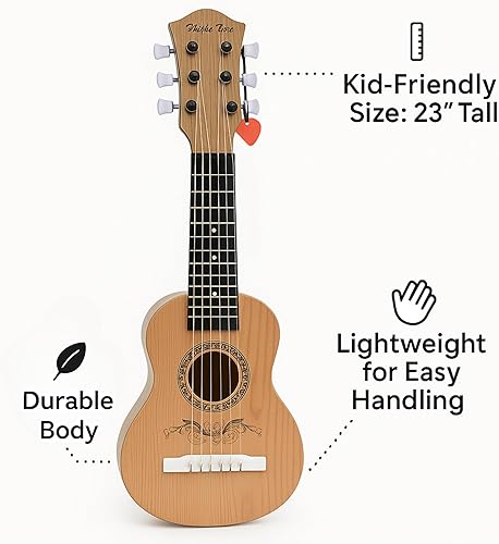 Miniatura 4 de Guitarra acústica de 23 pulgadas, guitarra de juguete de 6 cuerdas para niños, cuerdas de acero realistas, primer instrumento musical para