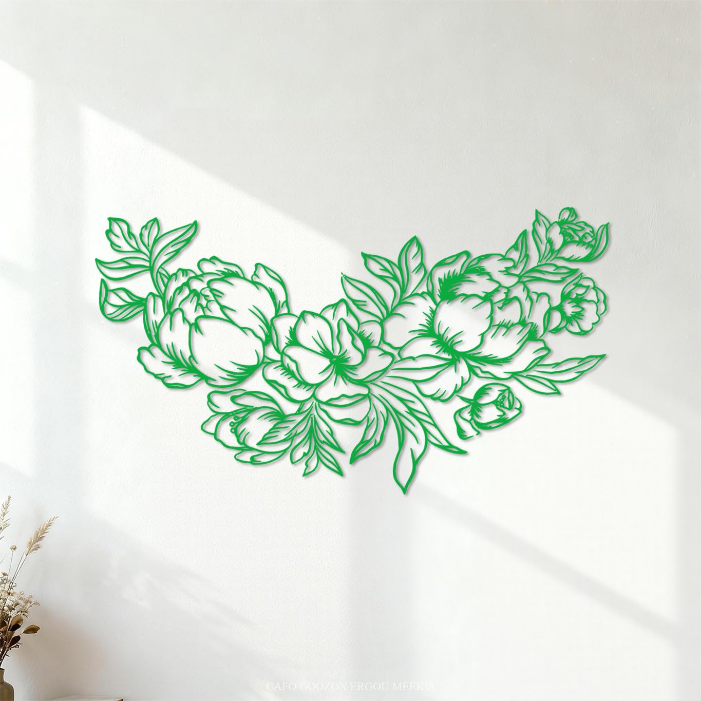 Wall Stickers Peony Flowers 54x96.6cm Easy Installation Green โ image 1